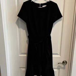 New Calvin Klein 4 Black Flutter Dress Gold Zipper